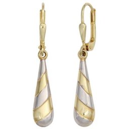 JOBO Paar Ohrhänger, Tropfen 333 Gold bicolor