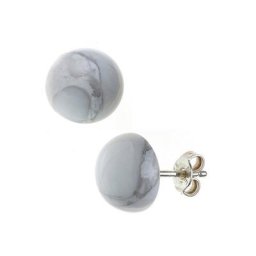 JOBO Paar Ohrstecker, rund 925 Silber mit Howlith