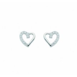 Adelia´s Paar Ohrhänger 1 Paar 925 Silber Ohrringe / Ohrstecker Herz mit Zirkonia, 925 Sterling Silber mit Zirkonia Silberschmuck für Damen