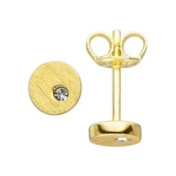 JOBO Paar Ohrstecker, rund 925 Silber vergoldet mit Zirkonia