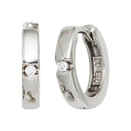 JOBO Paar Creolen, rund 925 Silber mit Zirkonia