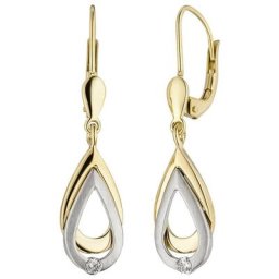 JOBO Paar Ohrhänger, 585 Gold bicolor mit 2 Diamanten