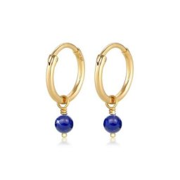 Elli Paar Creolen Creolen Lapis Lazuli Kugel Rund 925 Silber