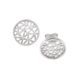 JOBO Paar Ohrstecker, rund 333 Weißgold mit 18 Zirkonia