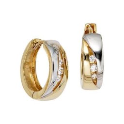 JOBO Paar Creolen, rund 333 Gold bicolor mit Zirkonia