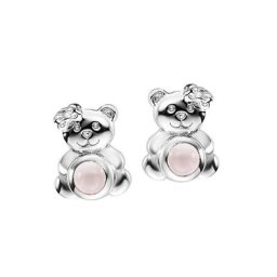 Herzengel Paar Ohrstecker Teddy, HEE-TEDDY-BA, HEE-TEDDY-RQ, mit Achat oder Rosenquarz