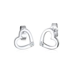 Elli DIAMONDS Paar Ohrstecker Herz Liebe Diamant (0.03 ct) 925 Silber