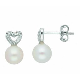 Adelia´s Paar Ohrhänger 1 Paar 925 Silber Ohrringe / Ohrstecker Herz mit Zirkonia, mit Zirkonia Silberschmuck für Damen