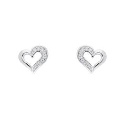 Adelia´s Paar Ohrhänger 1 Paar 925 Silber Ohrringe / Ohrstecker Herz mit Zirkonia, 925 Sterling Silber mit Zirkonia Silberschmuck für Damen