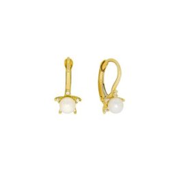 Fascination by Ellen K. Paar Ohrhänger 375/- Gelbgold zweifarbig Zirkonia Süßwasserzuchtperle weiß