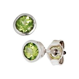 JOBO Paar Ohrstecker, rund 925 Silber mit Peridot
