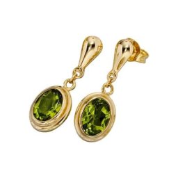 JOBO Paar Ohrhänger, oval 585 Gold mit Peridot