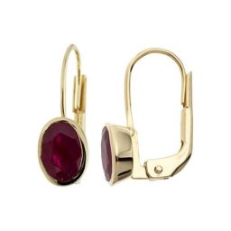 JOBO Paar Ohrhänger, oval 333 Gold mit Rubin