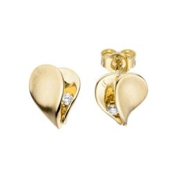 JOBO Paar Ohrstecker, Herz 585 Gold mit 2 Diamanten