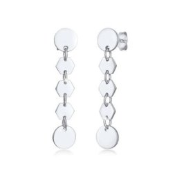 Elli Paar Ohrstecker Ohrstecker Hänger Hexagon Plättchen 925 Silber