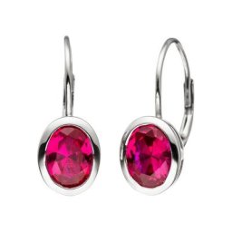 JOBO Paar Ohrhänger, oval 925 Silber mit Zirkonia