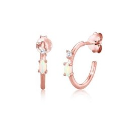Elli Paar Creolen Stecker Opal Marquise und Zirkonia 925 Silber