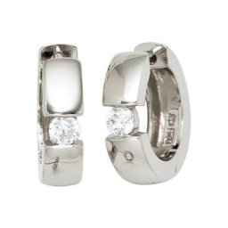 JOBO Paar Creolen, rund 925 Silber mit Zirkonia