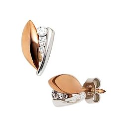 JOBO Paar Ohrstecker, 375 Gold bicolor mit 6 Zirkonia