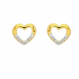 Adelia´s Paar Ohrhänger 1 Paar 333 Gold Ohrringe / Ohrstecker Herz mit Zirkonia, mit Zirkonia Goldschmuck für Damen