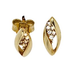 JOBO Paar Ohrstecker, oval 333 Gold bicolor mit Zirkonia