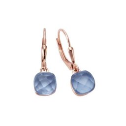 Jamelli Paar Ohrhänger 925 Silber rosé vergoldet Quarz blau (beh)