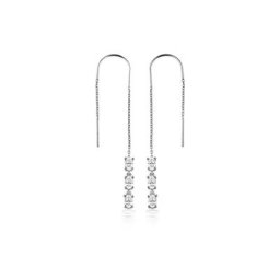 dKeniz Paar Ohrhänger 925/- Sterling Silber rhodiniert Glänzend 8cm Zirkonia Weiß