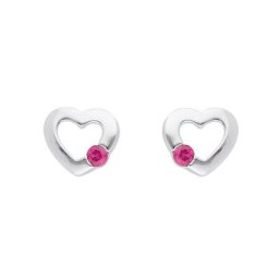 Adelia´s Paar Ohrhänger 925 Silber Ohrringe Ohrstecker Herz Ø 7,3 mm, mit Zirkonia Silberschmuck für Damen