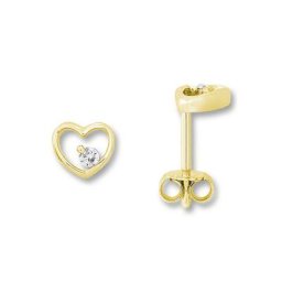 ONE ELEMENT Paar Ohrstecker Zirkonia Herz Ohrringe Ohrstecker aus 333 Gelbgold, Damen Gold Schmuck Herz