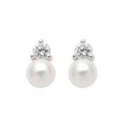 Adelia´s Paar Ohrhänger 925 Silber Ohrringe Ohrstecker Ø 5 mm, mit Zirkonia Silberschmuck für Damen