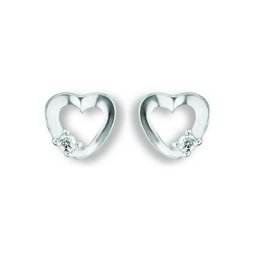 ONE ELEMENT Paar Ohrstecker Zirkonia Herz Ohrringe Ohrstecker aus 925 Silber, Damen Silber Schmuck Herz