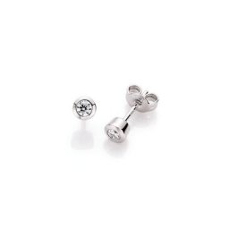 Smart Jewel Paar Ohrstecker schlicht, Zirkonia in Zargenfassung, Silber 925