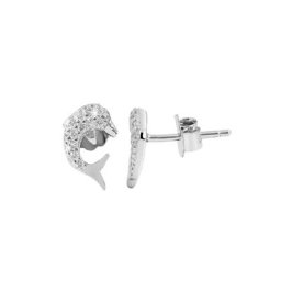 Adelia´s Paar Ohrstecker Ohrstecker Delfin aus 925 Silber mit Zirkonia