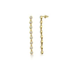 dKeniz Paar Ohrhänger 925 Sterling Silber vergoldet Glänzend 5cm Zirkonia Weiß