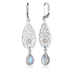 Elli Paar Ohrhänger Mondstein Tropfen Ornamente 925 Silber