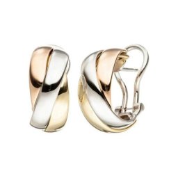 JOBO Paar Creolen, 585 Gelbgold Weißgold Roségold tricolor