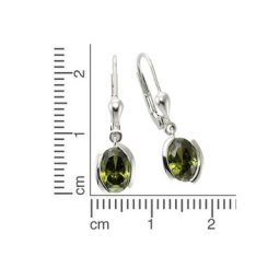 Zeeme Paar Ohrhänger 925/- Sterling Silber Zirkonia olive