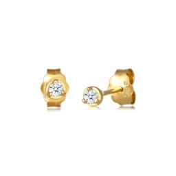 Elli DIAMONDS Paar Ohrstecker Solitär Basic Edel Diamant (0.06 ct) 585 Gelbgold