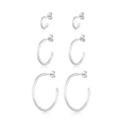 Elli Ohrring-Set Creolen Stecker Set Basic (6 tlg) 925 Silber
