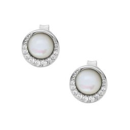 Fossil Paar Ohrstecker STERLING SILVER, JFS00577040, mit Perlmutt und Zirkonia