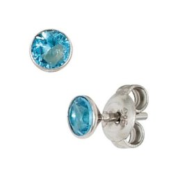 JOBO Paar Ohrstecker, rund 925 Silber mit Zirkonia