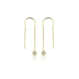 dKeniz Paar Ohrhänger 925/- Sterling Silber vergoldet Glänzend 8cm Zirkonia Weiß