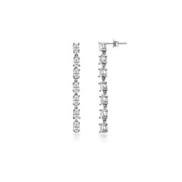 dKeniz Paar Ohrhänger 925/- Sterling Silber rhodiniert Glänzend 5cm Zirkonia Weiß