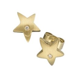 JOBO Paar Ohrstecker Sterne, 585 Gold mit 2 Diamanten