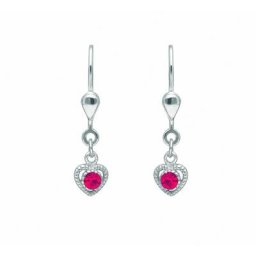 Adelia´s Paar Ohrhänger 1 Paar 925 Silber Ohrringe / Ohrhänger Herz mit Glasstein, mit Glasstein Silberschmuck für Damen