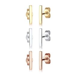 Elli Ohrring-Set Bar Basic Tricolor Set Geo Trend Silber vergoldet