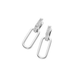GIORGIO MARTELLO MILANO Paar Creolen mit weißen Zirkonia und ovalem Behang, Silber 925