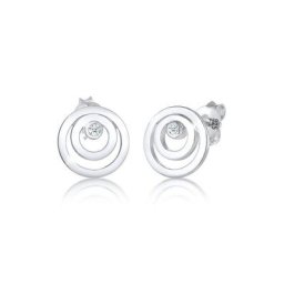 Elli DIAMONDS Paar Ohrstecker Kreis Rund Geo Diamant (0.03 ct) 925 Silber