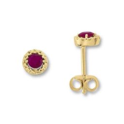 ONE ELEMENT Paar Ohrstecker Rubin Ohrringe Ohrstecker aus 333 Gelbgold, Damen Gold Schmuck