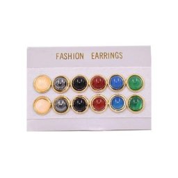 Firetti Ohrstecker-Set Button (Set, 12-tlg), Made in Germany - mit Achat, Hämatit, Onyx, Rosenquarz
